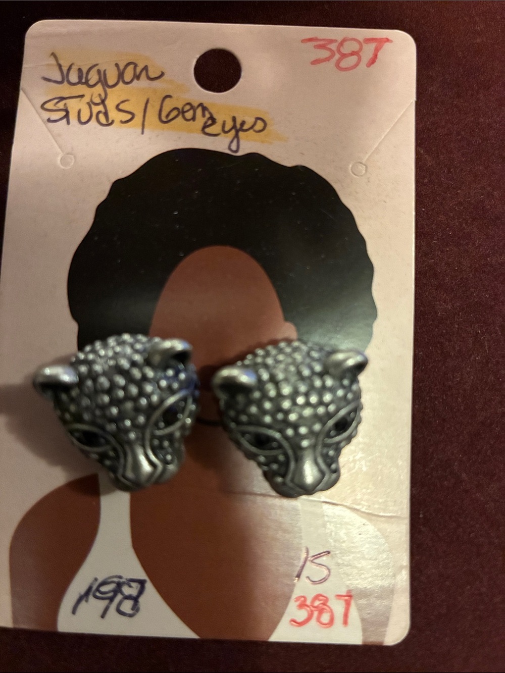 Jaguar Head Stud Earrings pewter